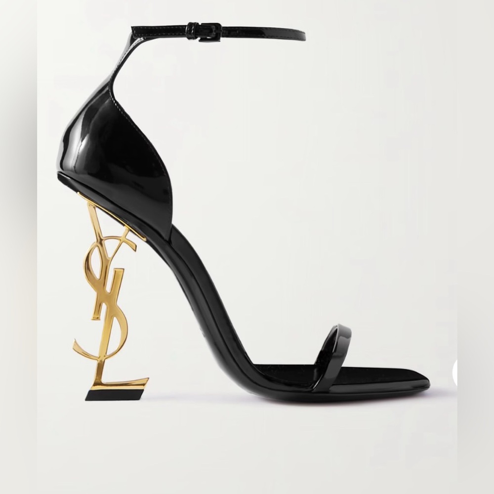 Opyum 85 Yves Saint Laurent Black Heels with Gold Monogram